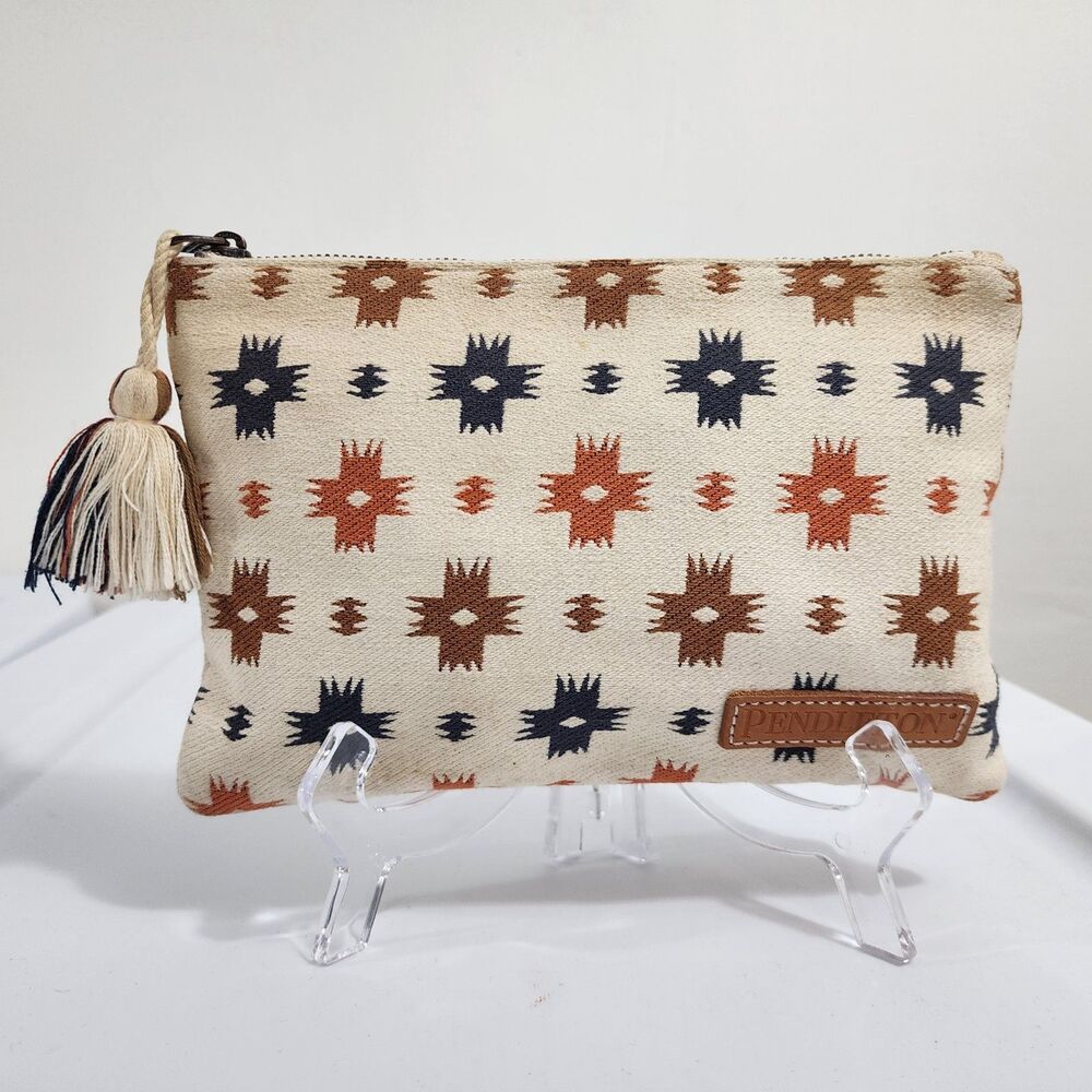 Pendleton Sweetwater Cotton Zip Pouch Clutch Tassel Blanket 9"W x 10"H